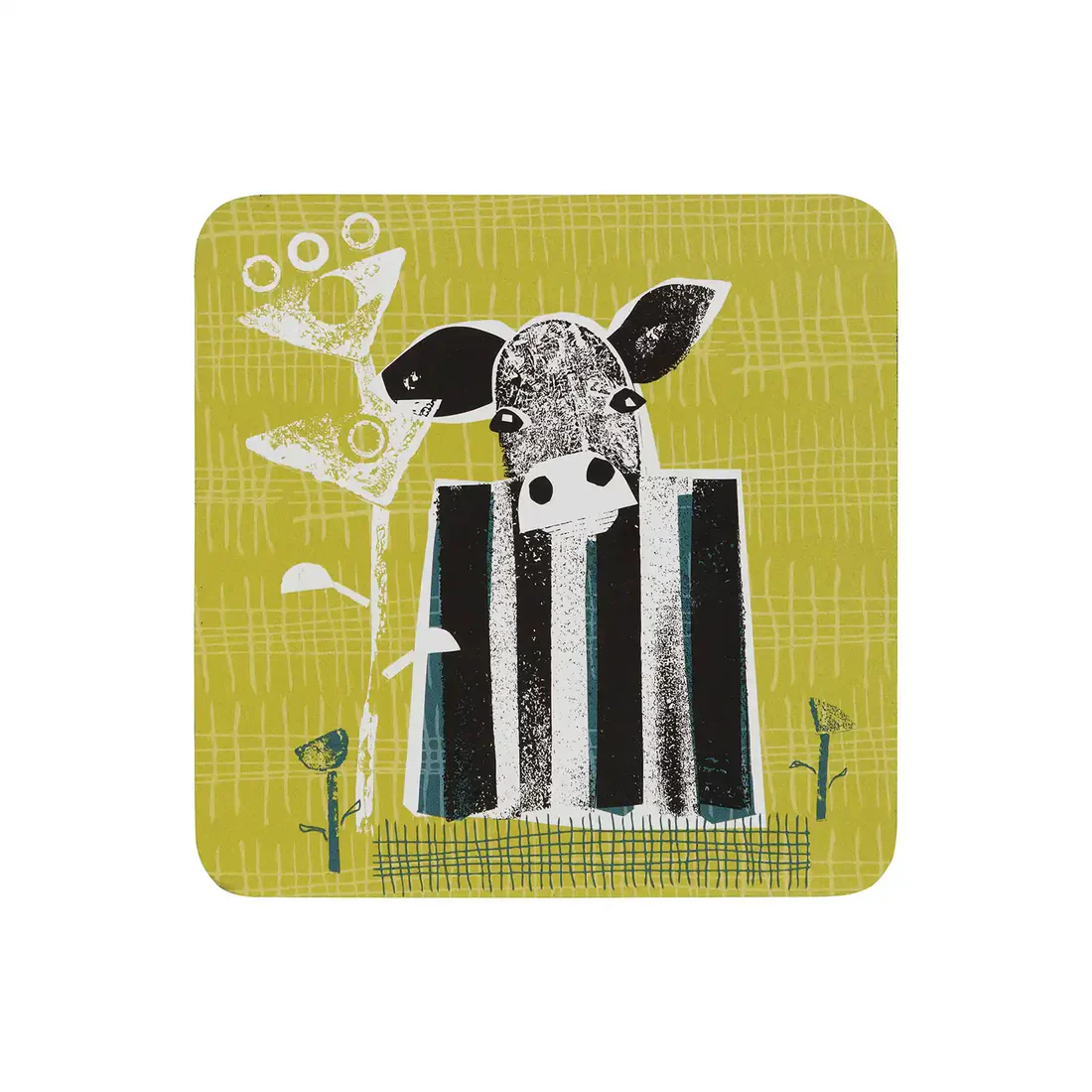 Denby Cow Coasters Set of 6 Cork Backed Dining Table Mats – Country Kitchen Style Protection