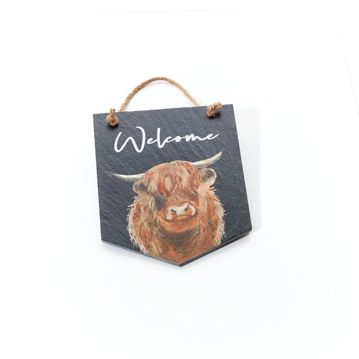 Dougal Highland cow Welcome Plaque