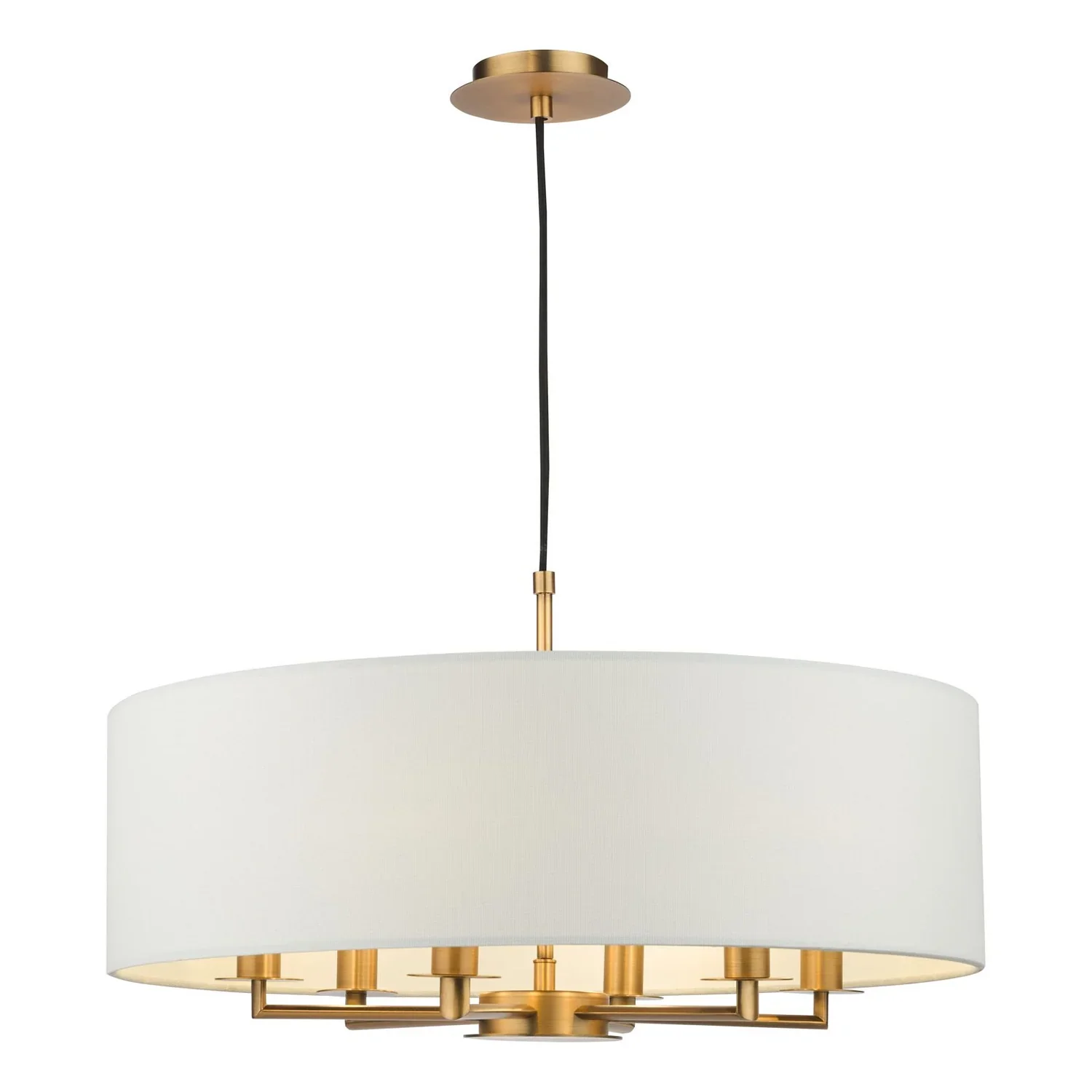 Tyler 6 Light Shadelier Pendant Lighting Antique Bronze with White Linen Shade Adjustable Height Ø60cm
