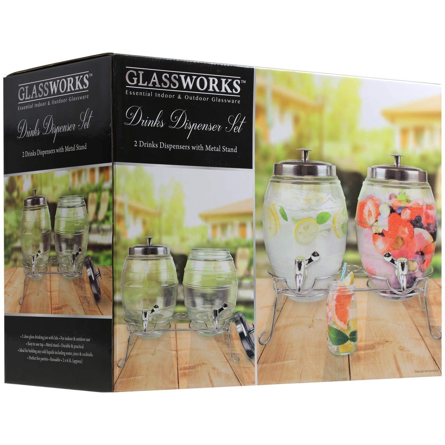 Dual Barrel Drinks Dispenser Stand Glass - Image 3