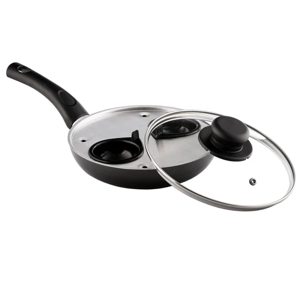 Egg Poaching Pan & Glass Lid 18cm Non-Stick Aluminium Cooker – 2 Cup Eggs | Pots and Pans Kitchen Cookware - Image 3
