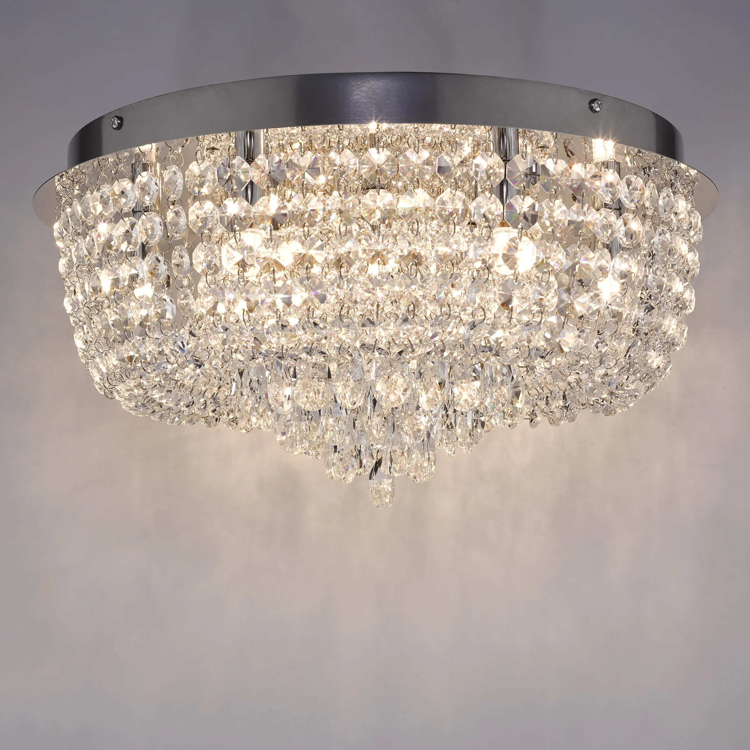 Eitan 9 Light Flush Crystal - Polished Chrome Home Decor Lighting - Image 4