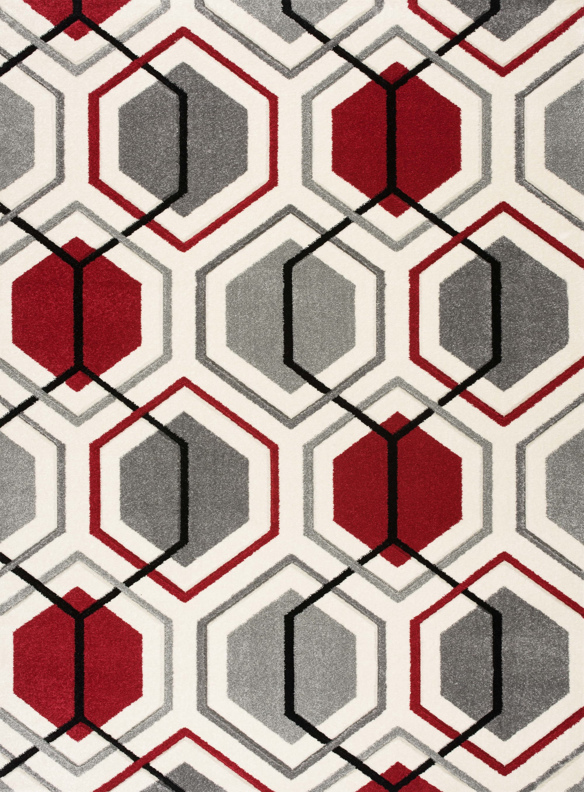 Elise Geometric Rug Cream-Red