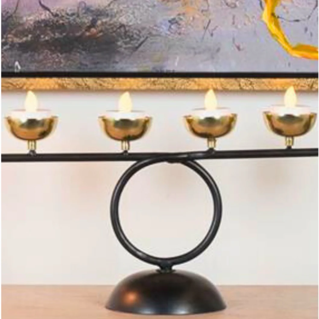 Emerson 4 T-Light Holder Black/Gold - Image 3