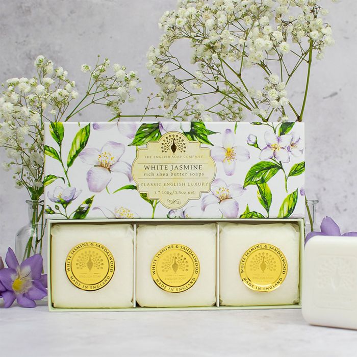 English Soap Co Hand Soap White Jasmine Gift Box 3 x 100g - Image 3