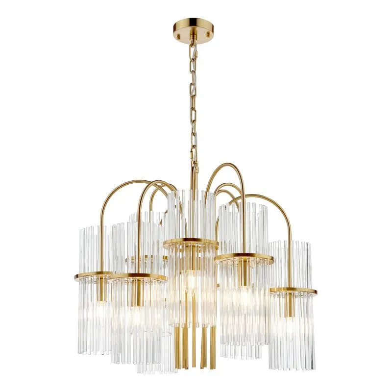 Eniola 9 Light Pendant Natural Brass and Glass