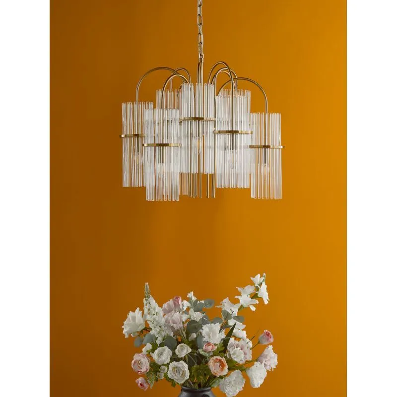 Eniola 9 Light Pendant Natural Brass and Glass - Image 2