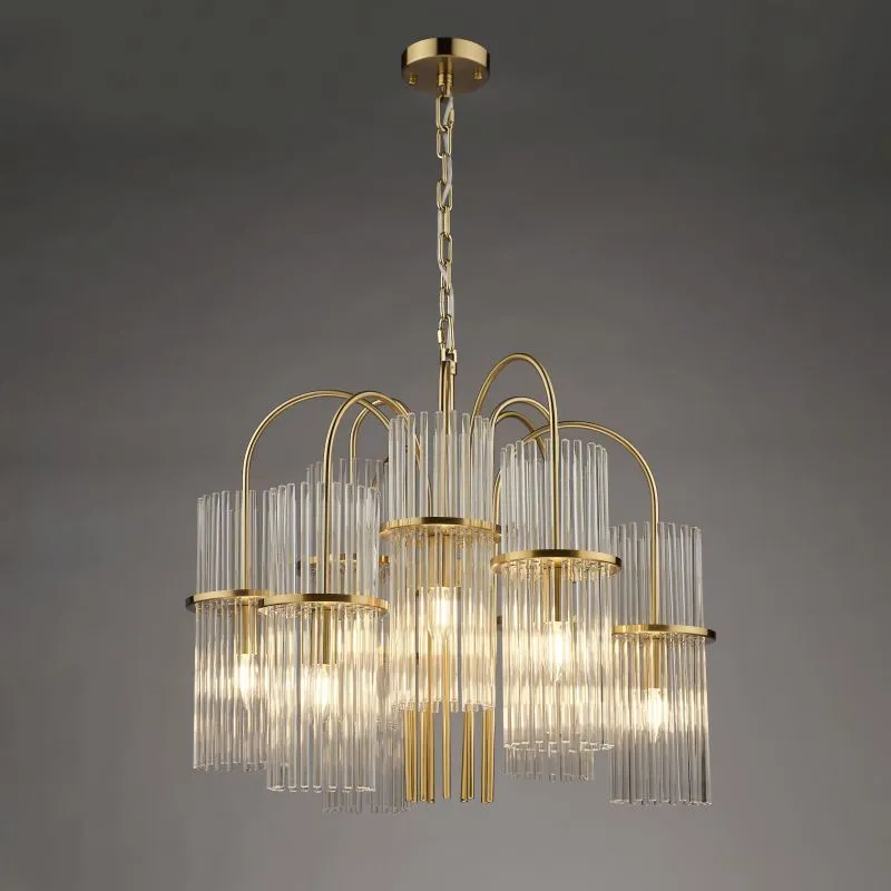 Eniola 9 Light Pendant Natural Brass and Glass - Image 3