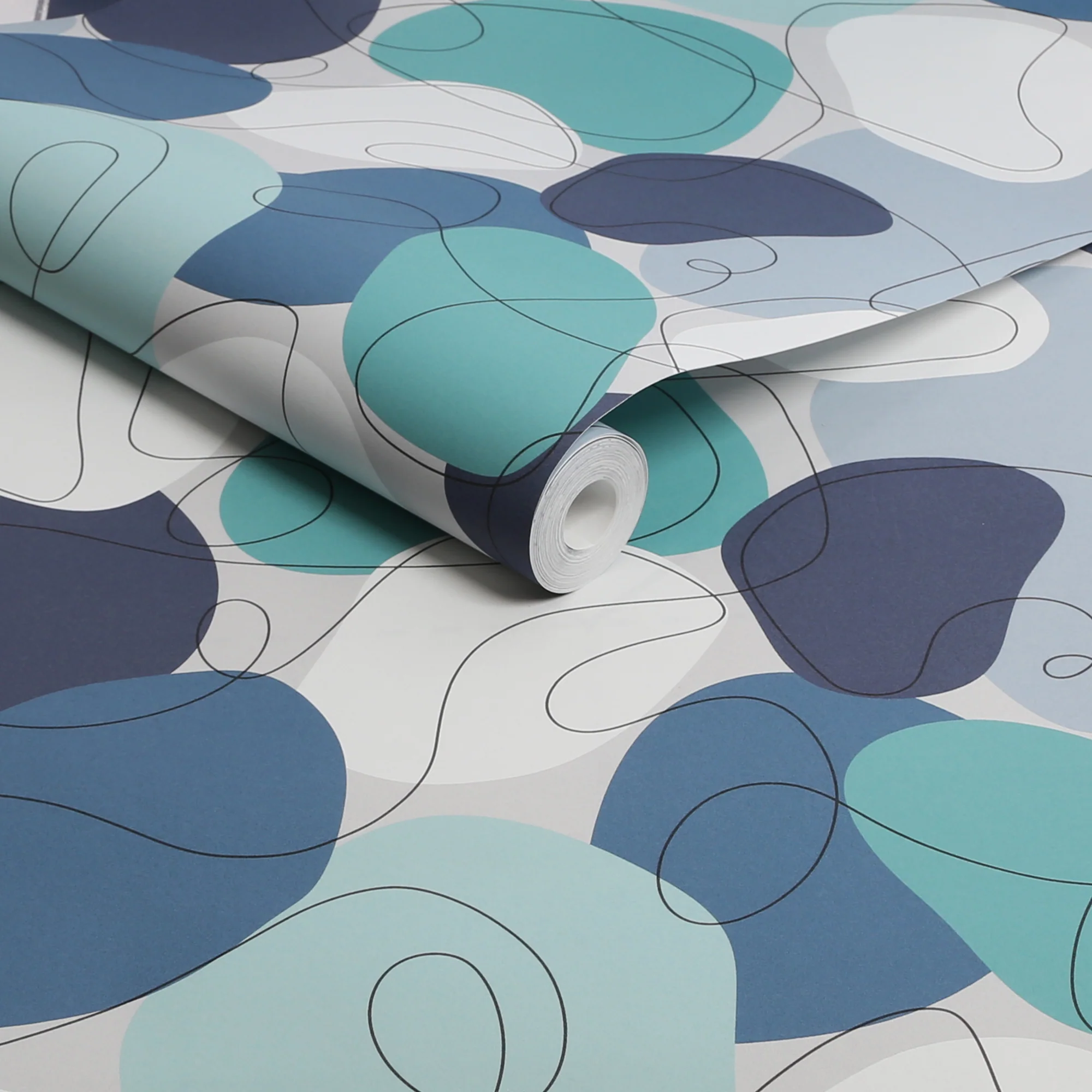 Envy Mood Wallpaper Blues - Abstract Geometric Modern Wall Covering - Image 3