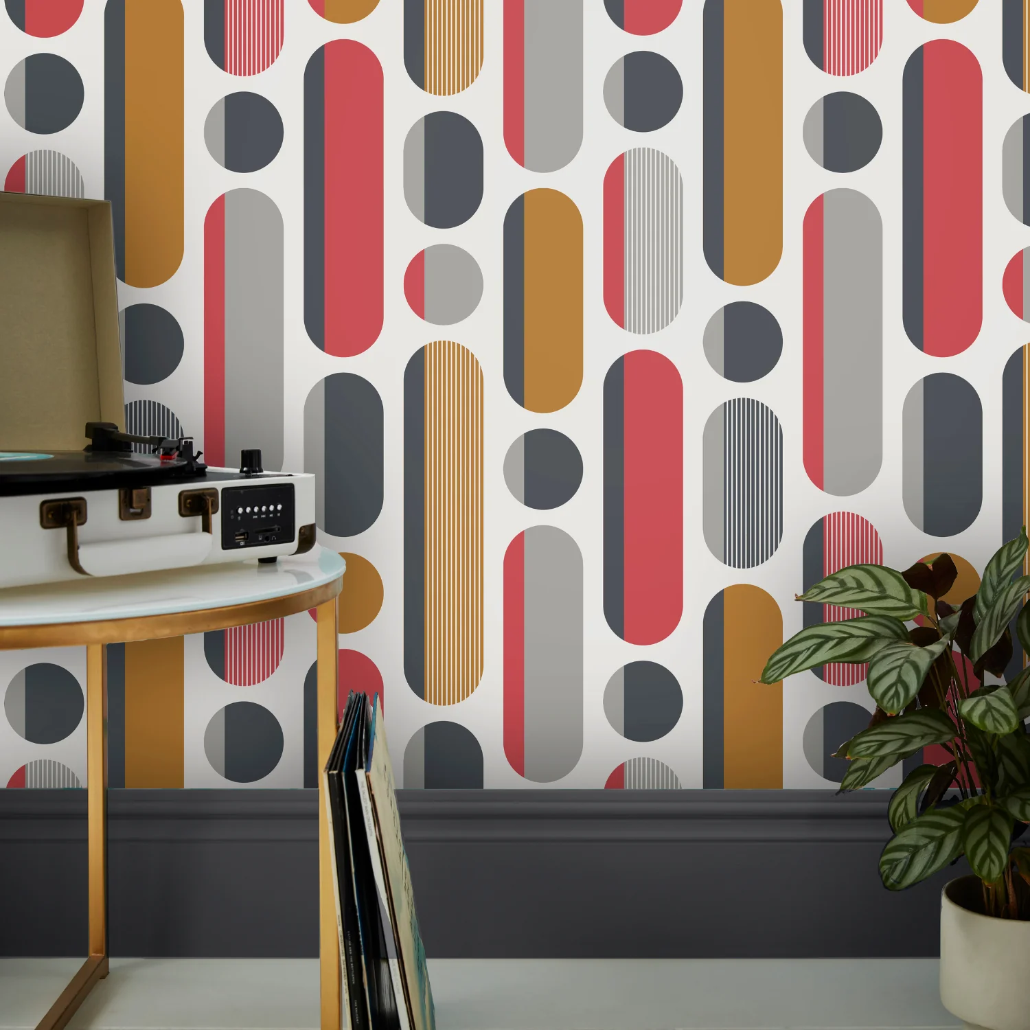 Envy Morse Wallpaper Saffron & Cherry - Geometric Modern Wall Decor - Image 3