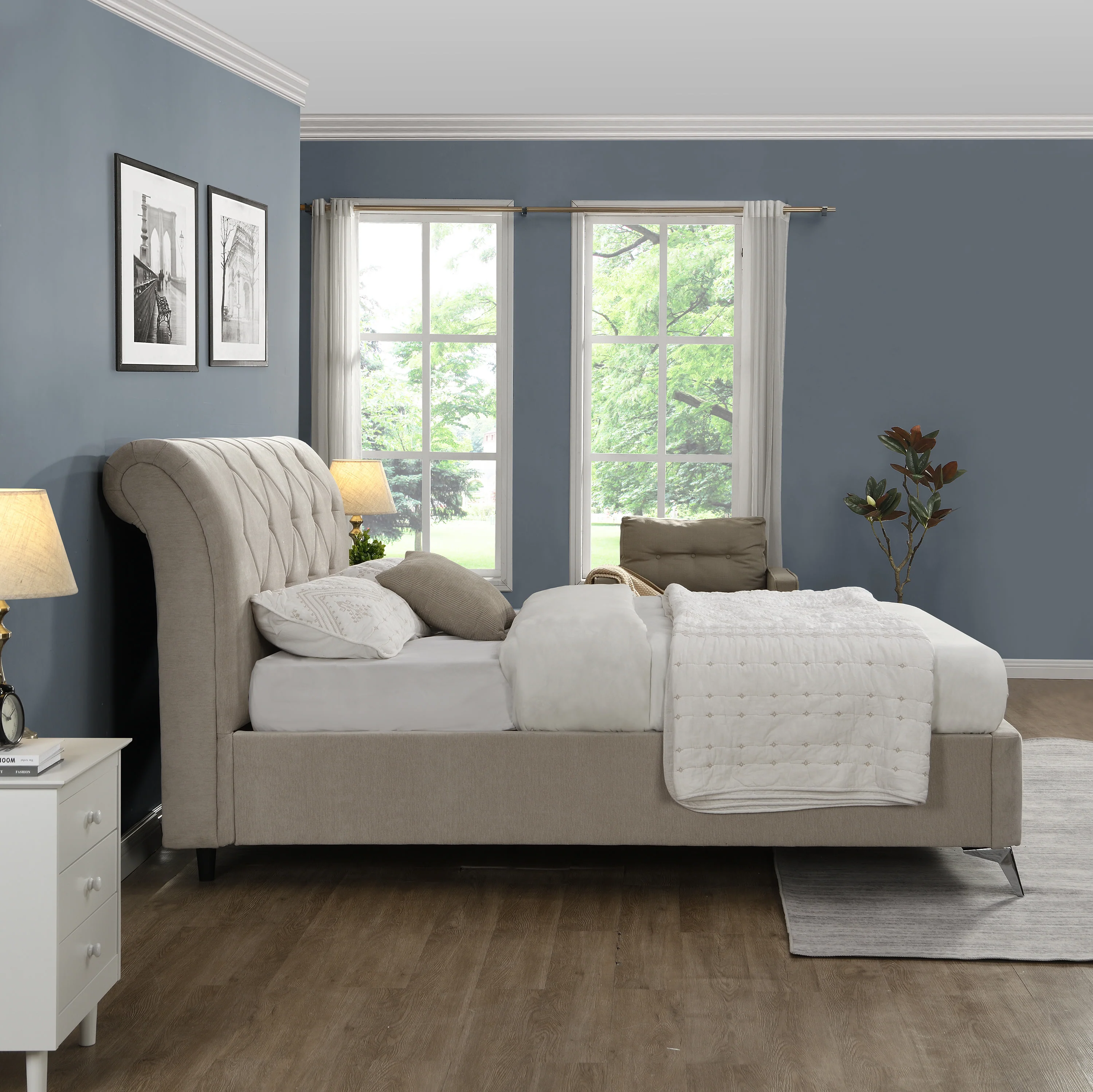 Evan Double Ottoman Bed Beige - Image 5