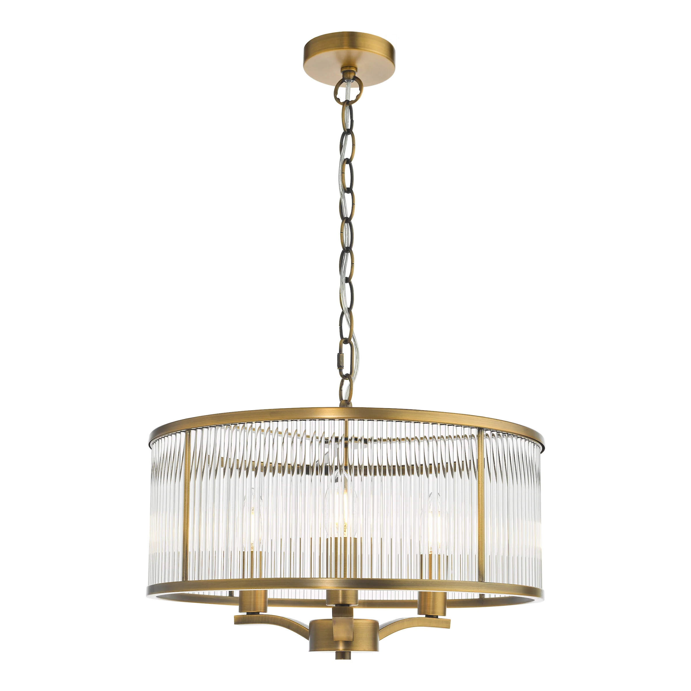 Evelyn 3 Light Pendant Antique Bronze - Glass Rod Ceiling Fitting - Image 2