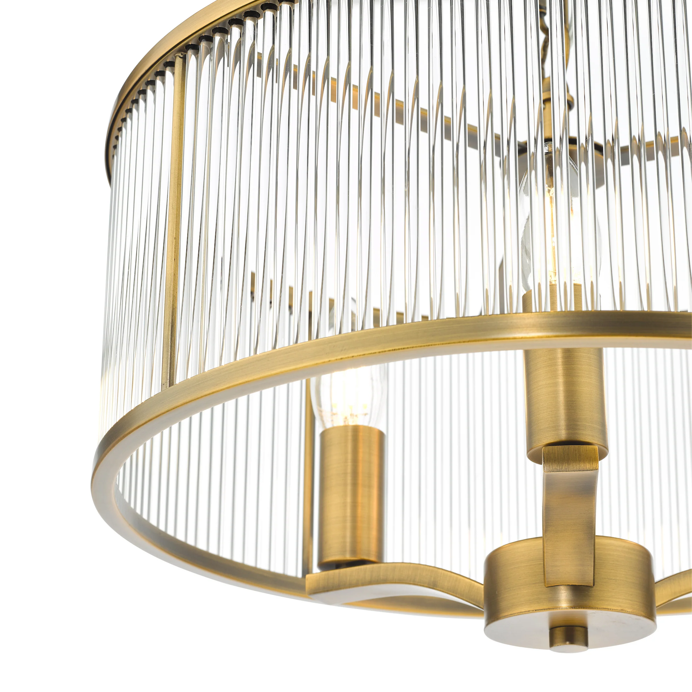 Evelyn 3 Light Pendant Antique Bronze - Glass Rod Ceiling Fitting - Image 3