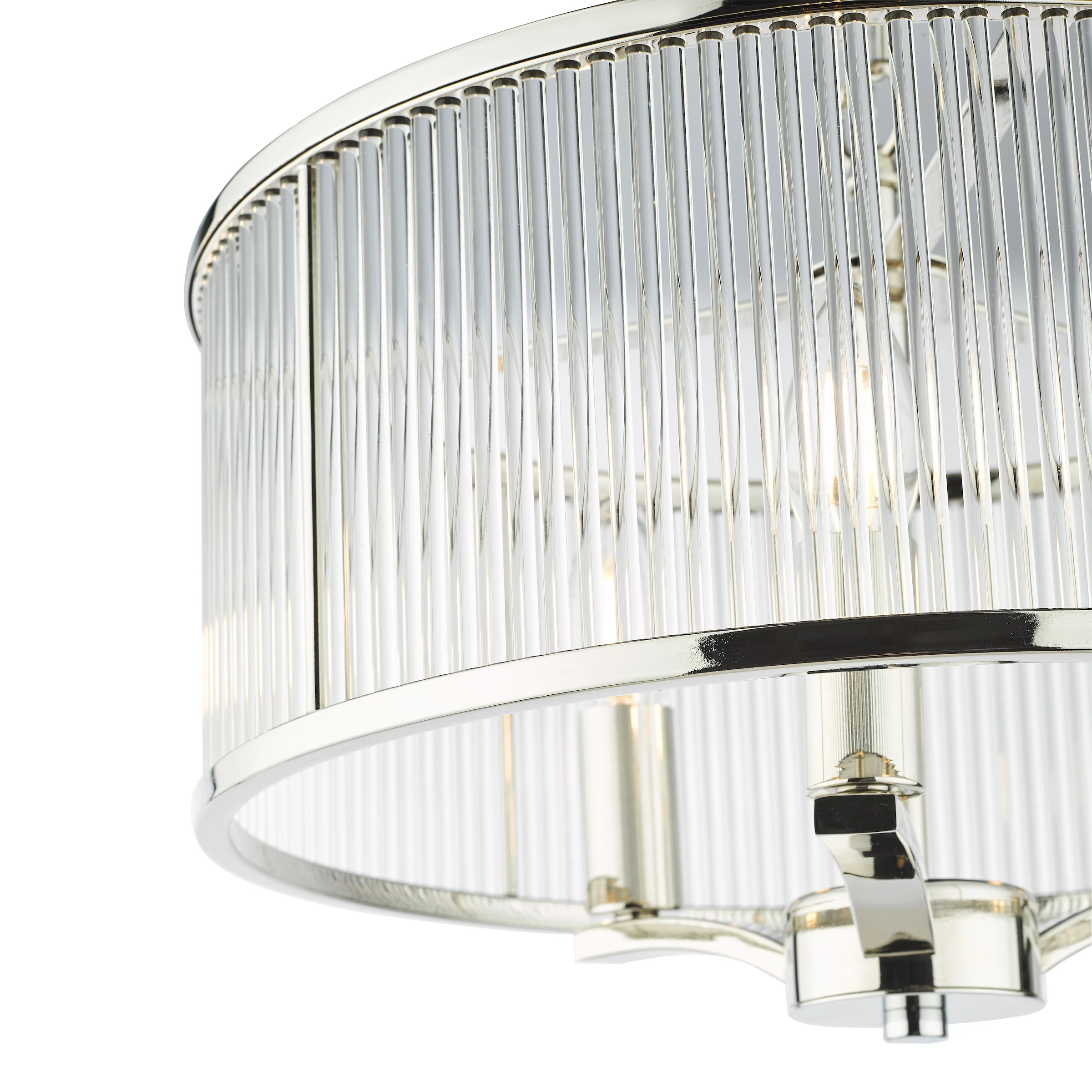 Evelyn 3 Light Pendant Polished Nickel - Ceiling Light with Glass Rod Shade - Image 3