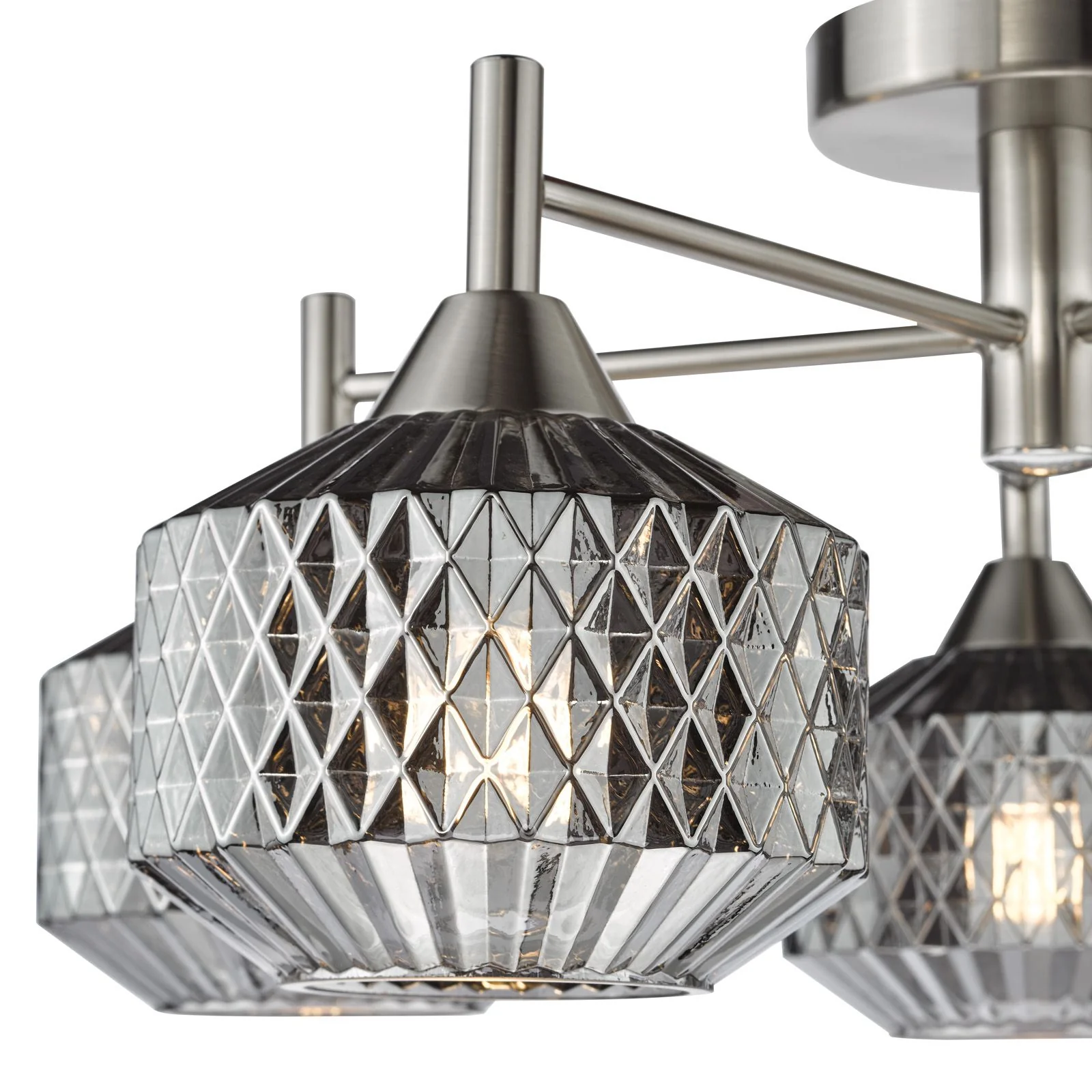 Fabrienne 5 Light Semi-Flush Satin Nickel and Smoked Glass - Image 2