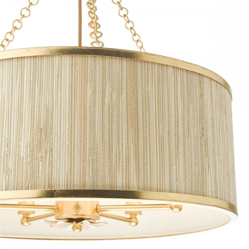 Fenella 8 Light Pendant Gold Leaf and Seagrass Shade - Image 2
