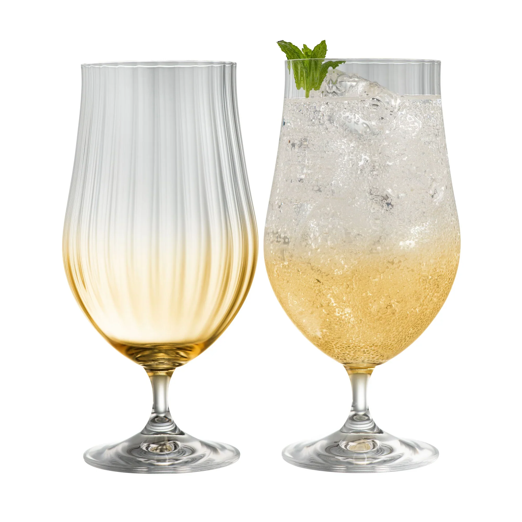 Galway Crystal Erne Craft Beer/ Cocktail Glass Pair Amber