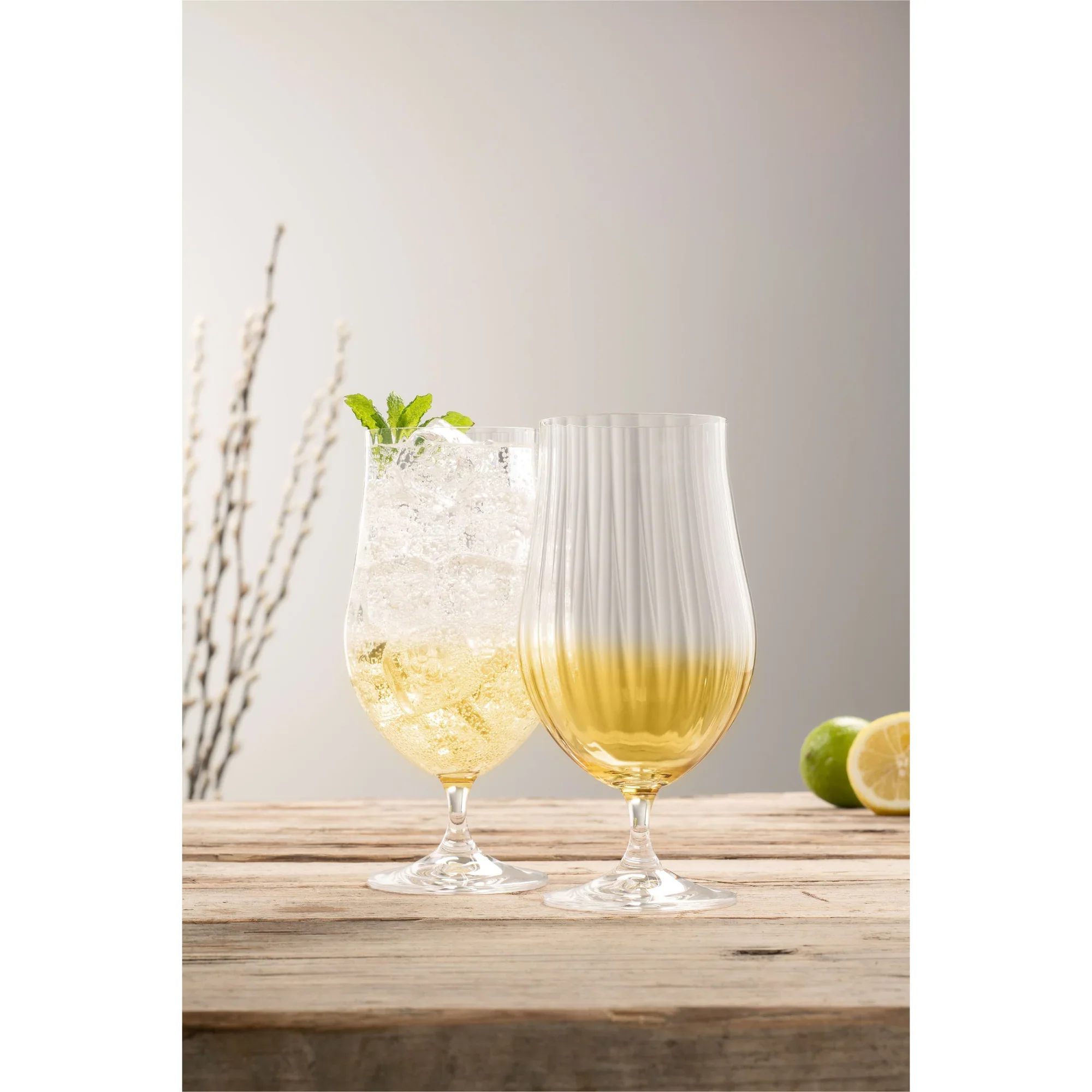 Galway Crystal Erne Craft Beer/ Cocktail Glass Pair Amber - Image 2