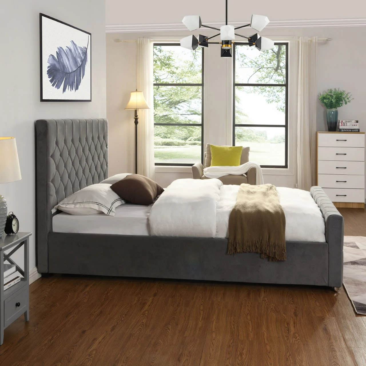 Galway Double Bed Grey - Image 3