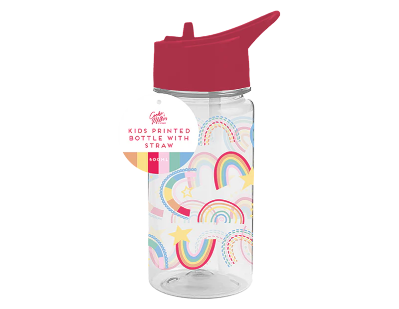 Girls Printed Bottle With Straw 400ml - Image 3