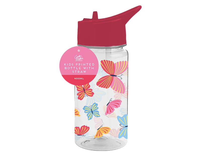 Girls Printed Bottle With Straw 400ml - Image 4