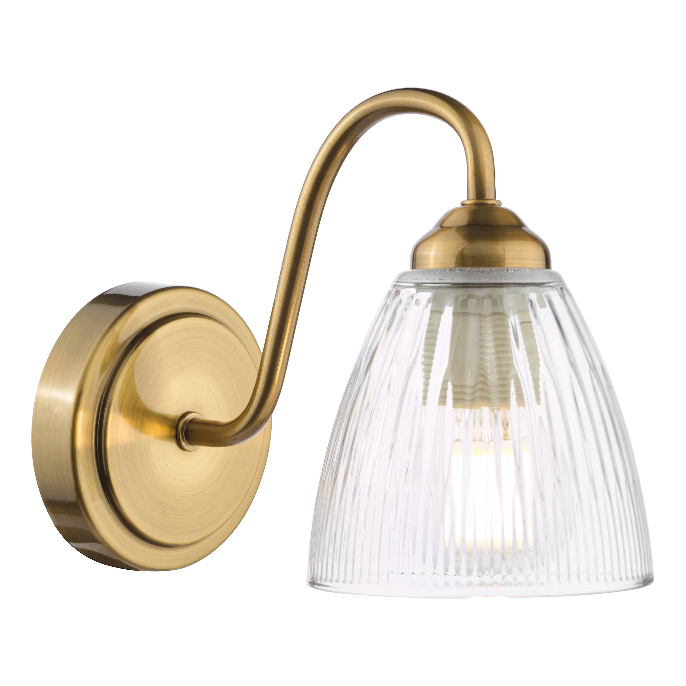Glynis Wall Light Antique Bronze/Ribbed Glass - Bronze Wall Lamp - Image 2