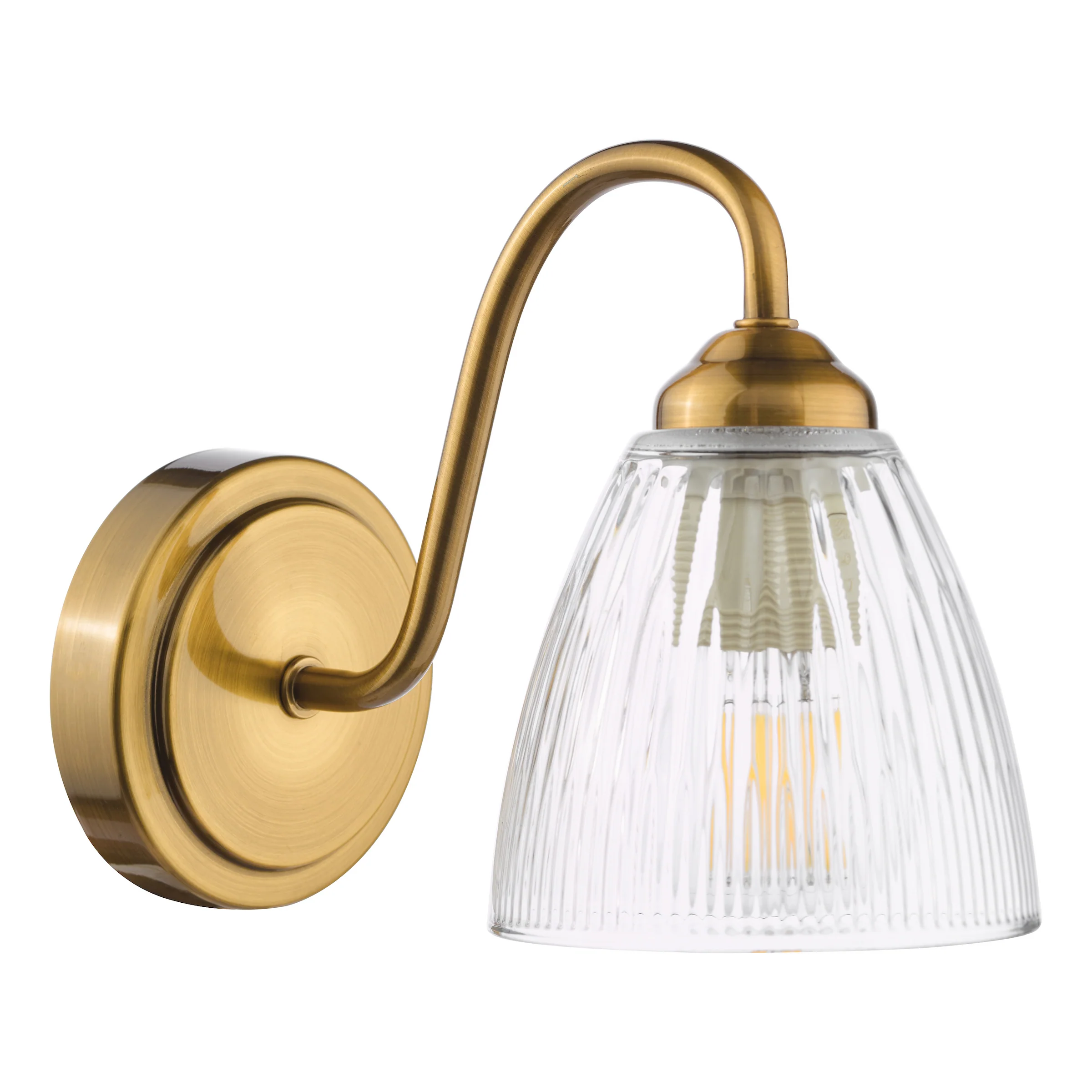 Glynis Wall Light Antique Bronze/Ribbed Glass - Bronze Wall Lamp - Image 3