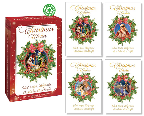 Gold Stamped Christmas Cards – Boxed Set of 12 Cards for Christmas