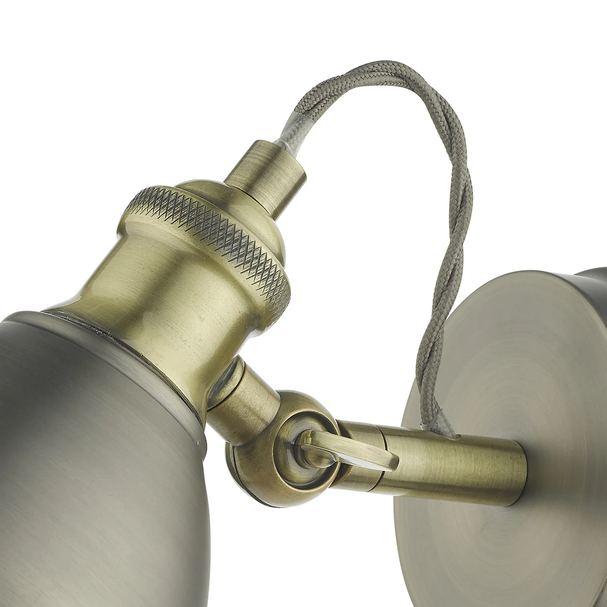 Governor Single Wall Spotlight Antique Chrome & Brass - Image 3