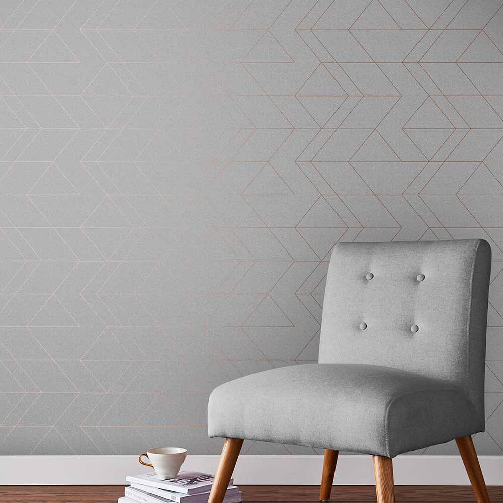 Graham & Brown Balance Grey & Rose Gold Wallpaper - Image 3