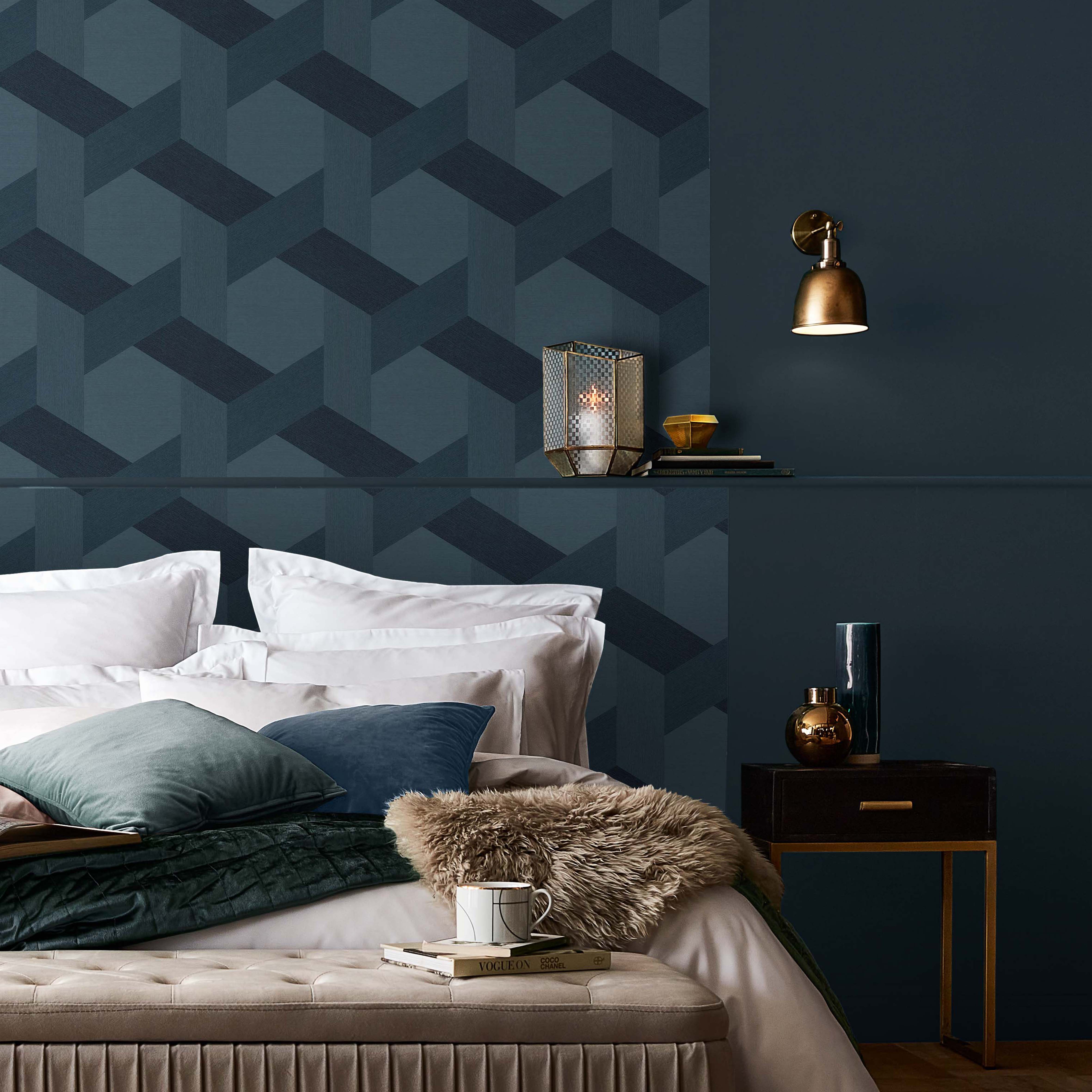 Graham & Brown Fractal Navy Wallpaper - Image 3