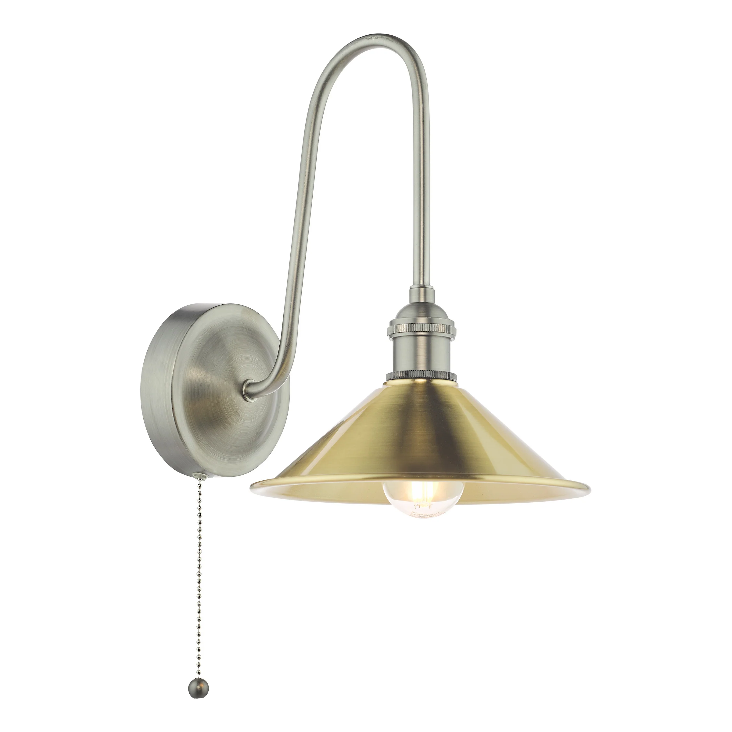 Hadano Wall Light Antique Chrome & Aged Brass - Elegant Lighting Accent - Image 3