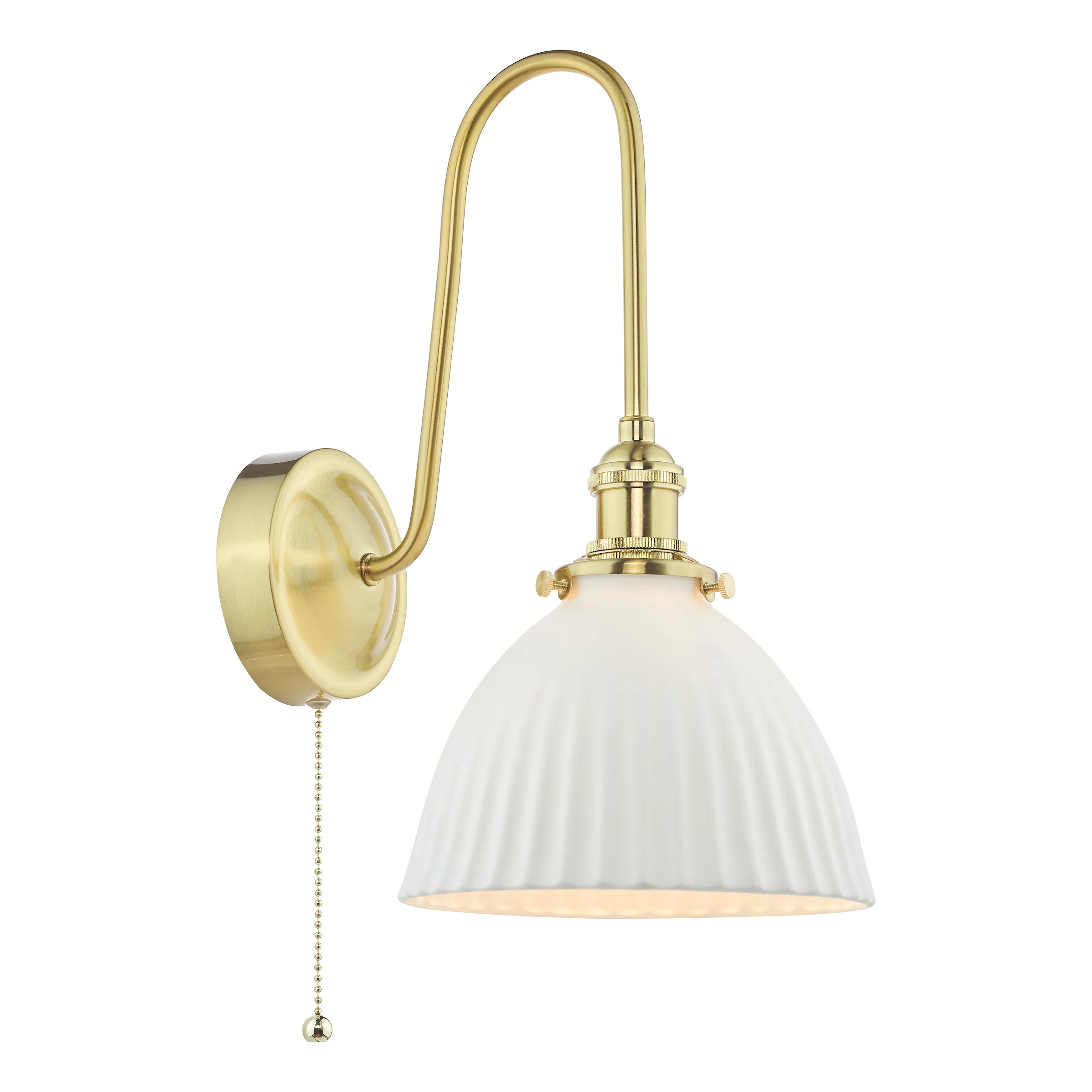 Hadano Wall Light Natural Brass & White Domed Ceramic Shade - Home Lighting - Image 4