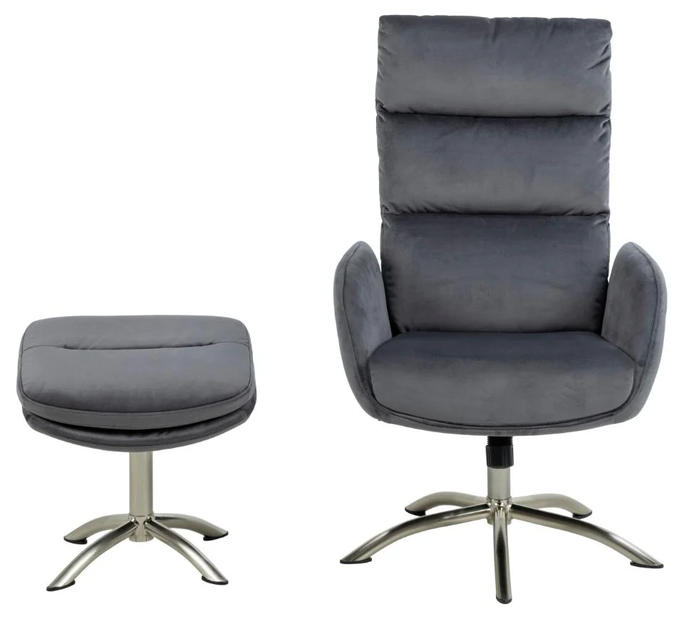 Haddam Recliner And Footstool Dark Grey - Image 2