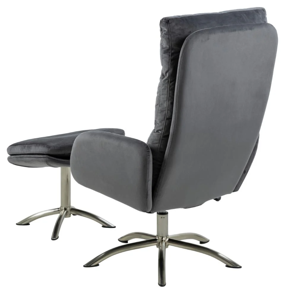 Haddam Recliner And Footstool Dark Grey - Image 3