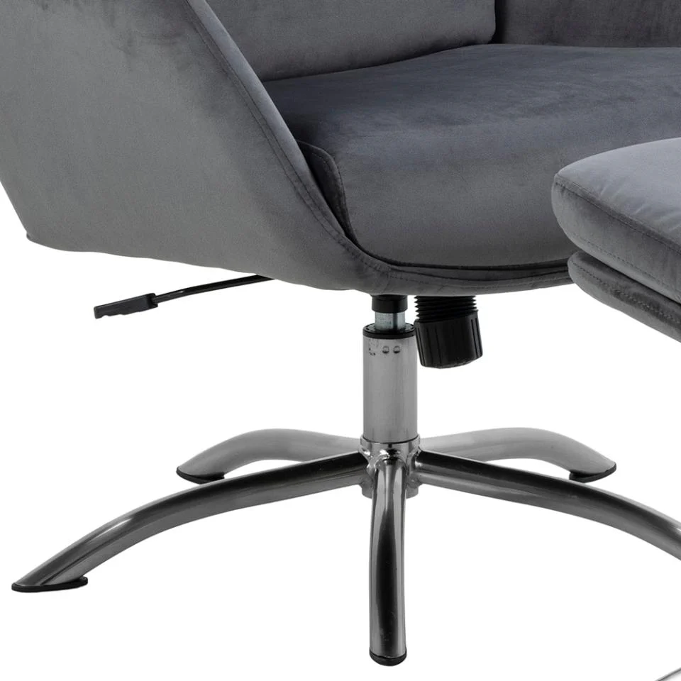Haddam Recliner And Footstool Dark Grey - Image 7
