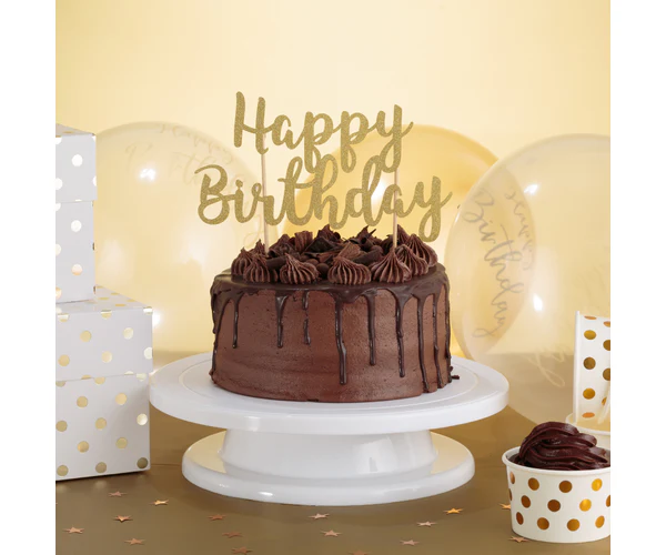 Happy Birthday Gold Cake Topper - Image 2