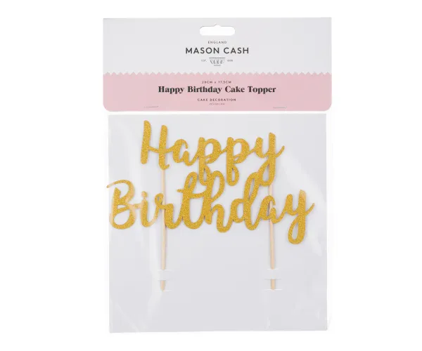 Happy Birthday Gold Cake Topper - Image 3