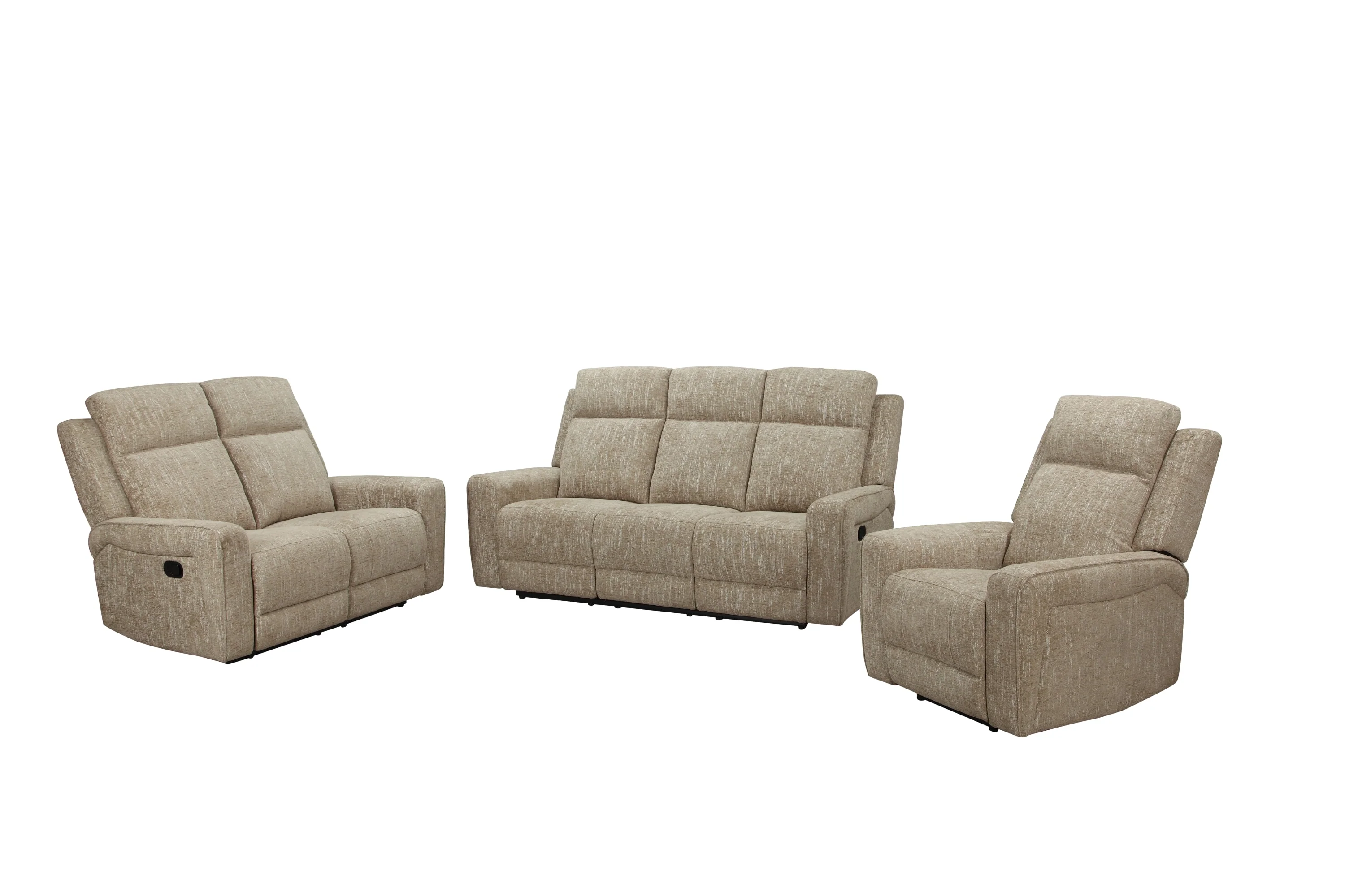 Harper 2 Seater Sofa Recliner Beige - Manual Fabric Living Room Sofa - Image 4