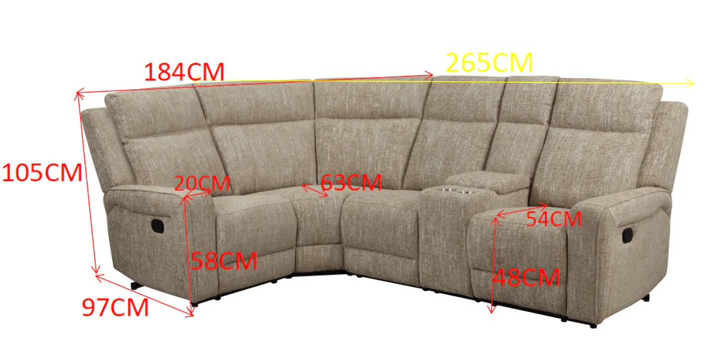 Harper Corner Sofa Recliner Beige - Living Room Furniture Collection - Image 4