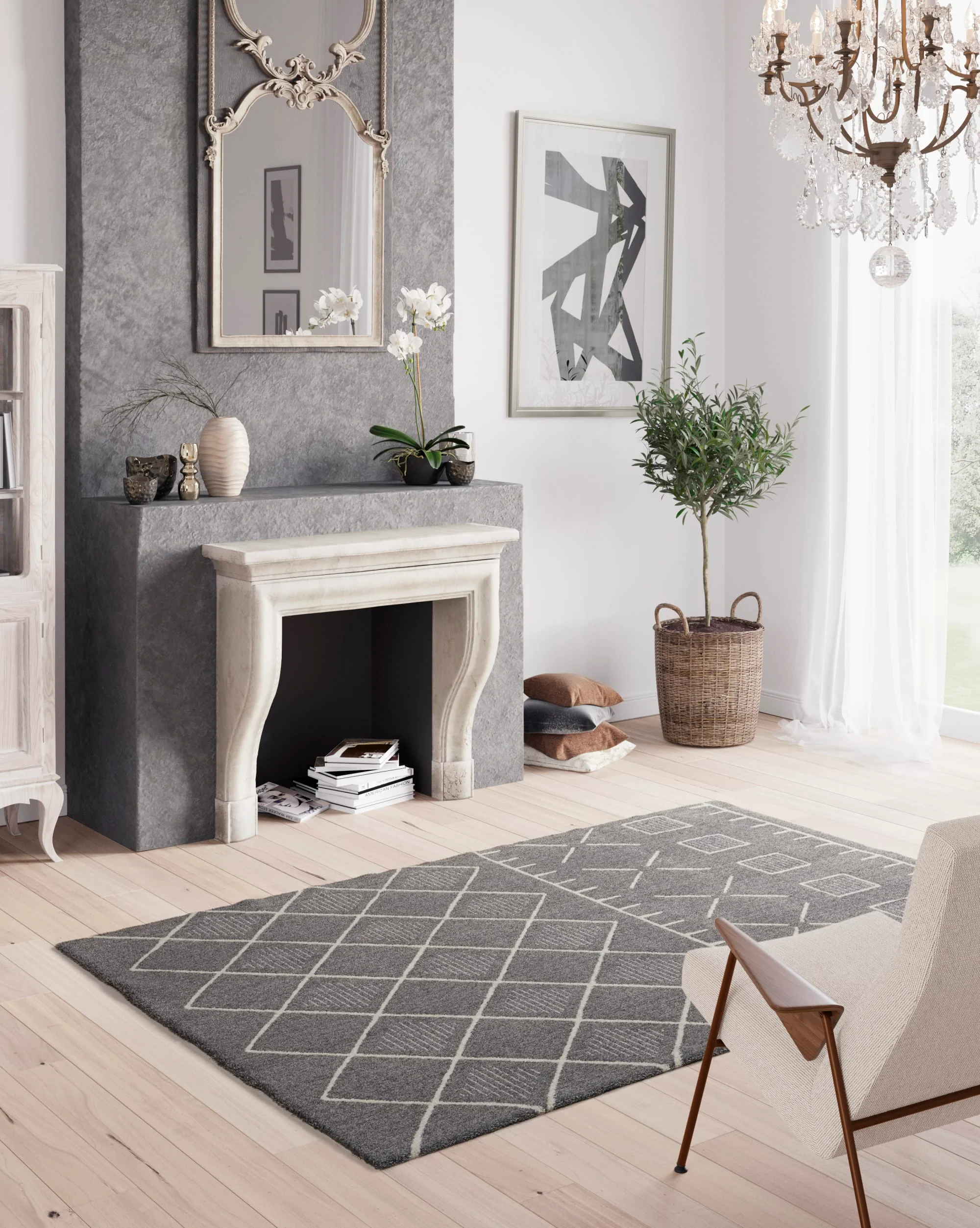 Harper Geometric Rug 592 Grey - Image 2