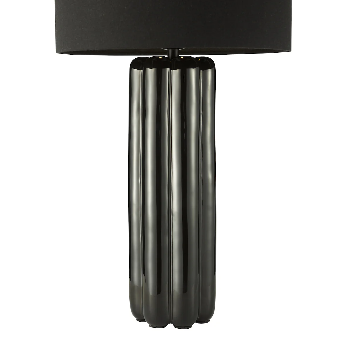 Hebron Ceramic Table Lamp Black with Linen Drum Shade – Contemporary Table Lamp for Home Décor & Lighting Collection - Image 4