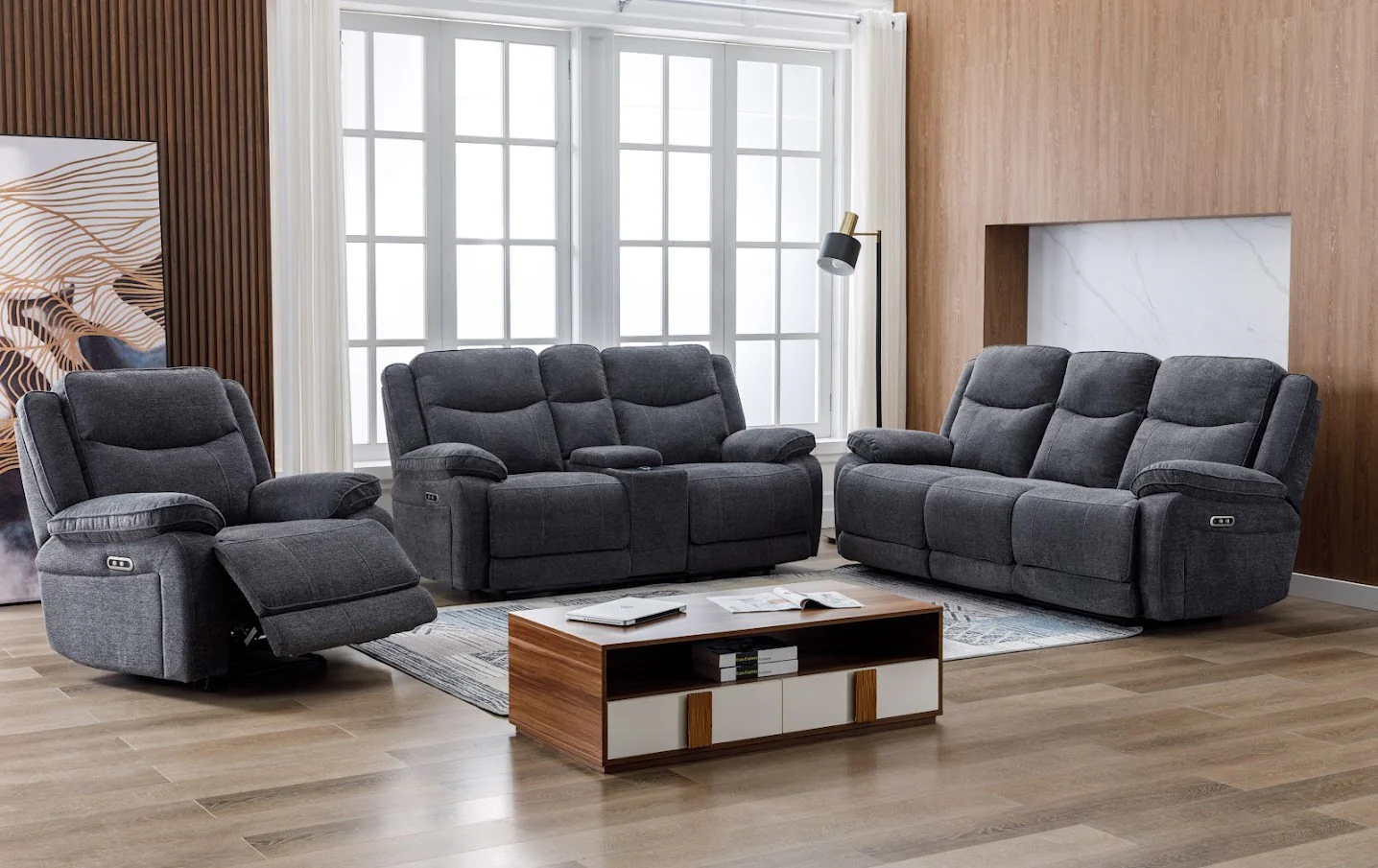 Herbert Electric Recliner Armchair Dark Grey - Image 2