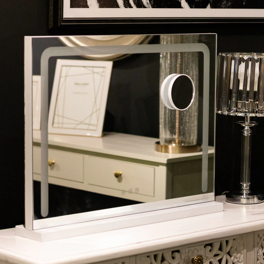 Hollywood Vanity Mirror White 48 x 56cm - Image 3