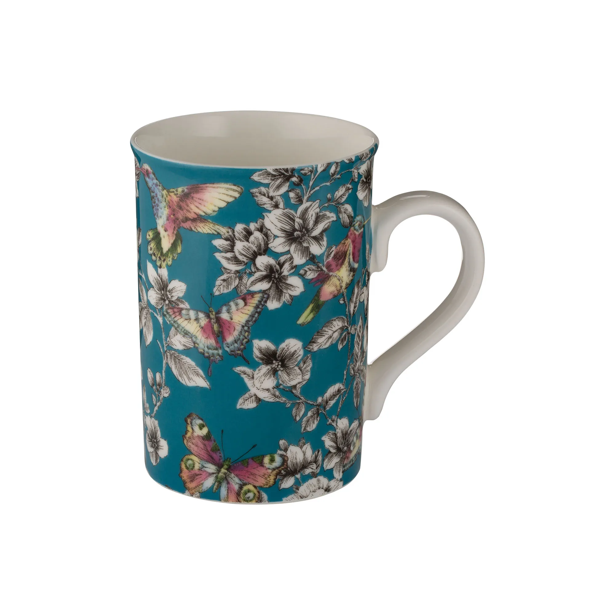Hummingbird Floral Teal 300ml Fine China Mug – Price & Kensington