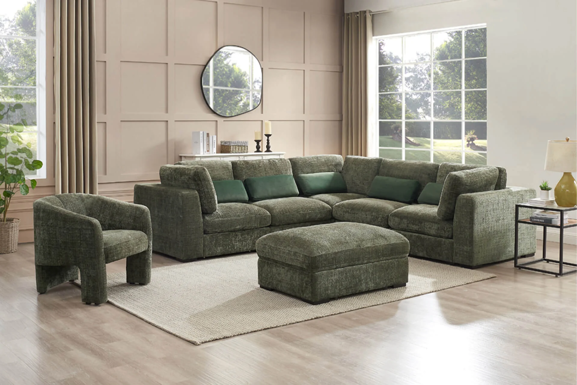 Humphrey Armless Sectional Green - Image 7