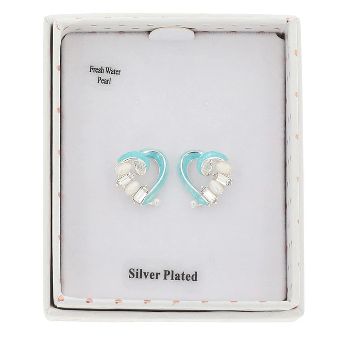 Iced Gem Twisted Heart Silver Plated Earrings - Giftware Collection - Image 2