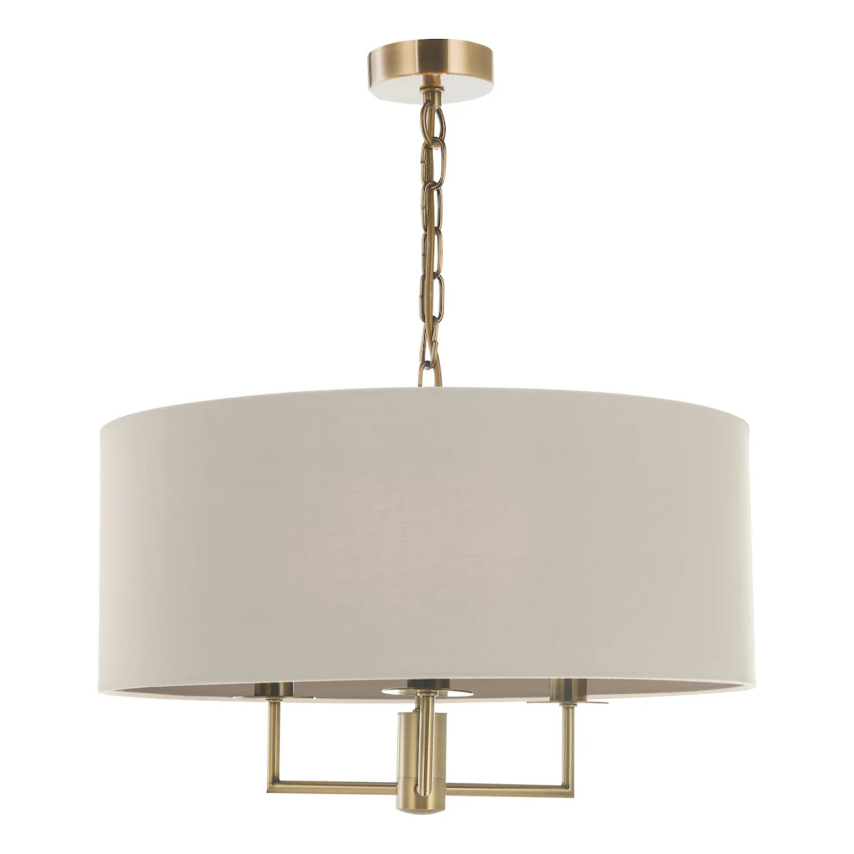 Jamelia 3 Light Pendant Antique Brass & Taupe - Image 2