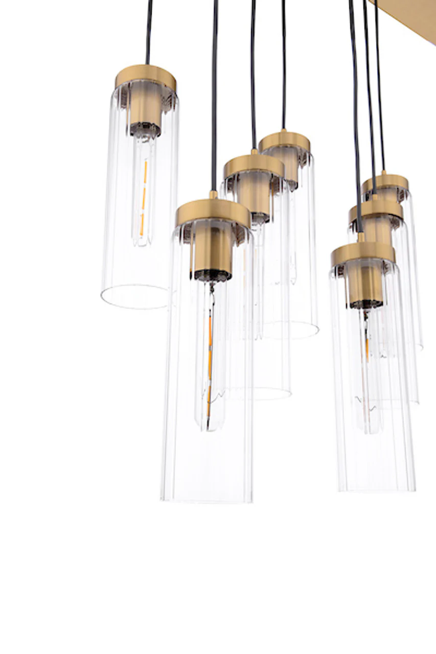 Jodelle 11 Light Bar Pendant Polished Bronze and Glass - Image 5