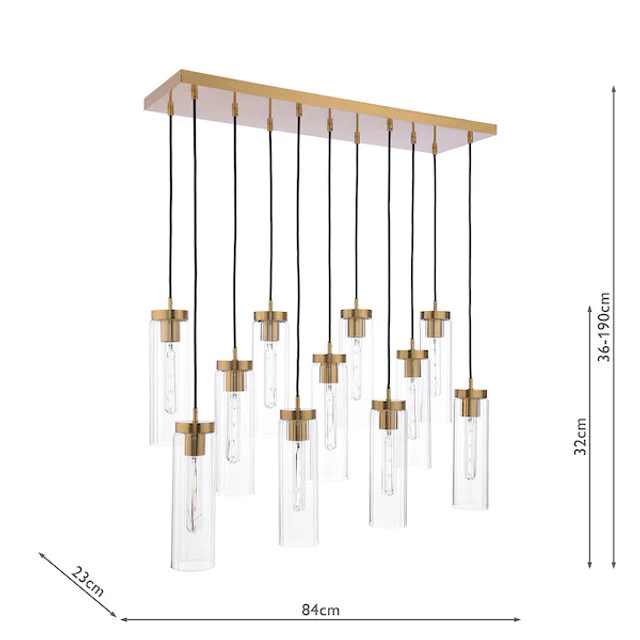 Jodelle 11 Light Bar Pendant Polished Bronze and Glass - Image 6